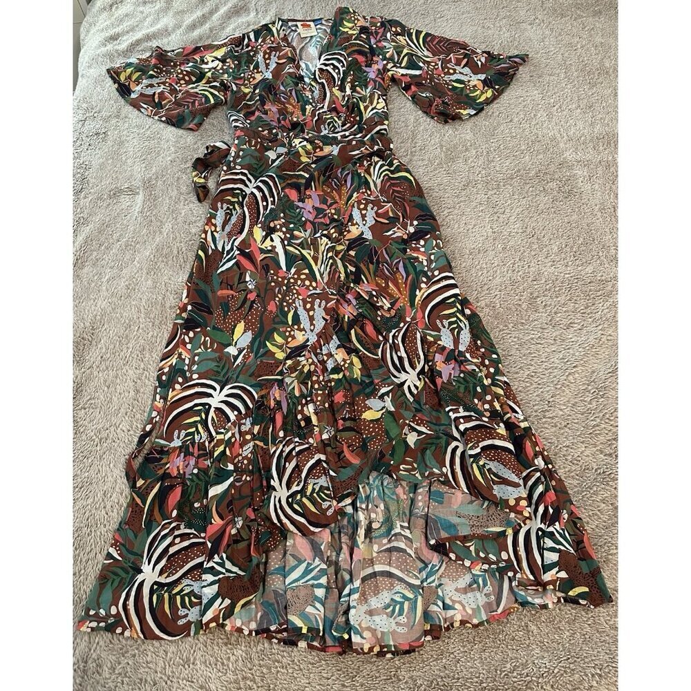 Farm Rio x Anthropologie Fiesta Wrap Maxi Dress Size S - Picture 6 of 16
